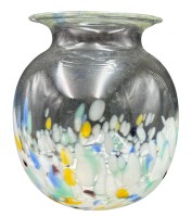 Auktion 353 / Los 10003 <br>grosse Vase mit bunten Einschmelzungen, H-16,5 cm, D-12 cm