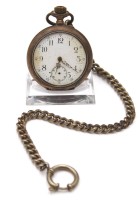 Auktion 353 / Los 2018 <br>Herrentaschenuhr um 1920, 800er Silbergehäuse, Kronenaufzug, Werk läuft, Sekunde fehlt, an Metallkette, D-4,6cm