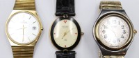 Auktion 353 / Los 2043 <br>3x div. Damen-Armbanduhren, Cathay, Miyoko u. Swatch, Quartzwerke nicht geprüft, ca. D-3 bis 3,8cm