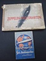 Auktion 353 / Los 3001 <br>Sammelalbum "Zeppelin Weltfahrten" sowie Mit Graf Zeppelin nach Süd-u. Nordamerika von 1930, Album nicht komplett und schlechter Zustand