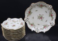 Auktion 353 / Los 8032 <br>10tlg. Konfektset, Rosenthal, Moliere,  Moosrose, älter, D-19,8cm u. 13cm