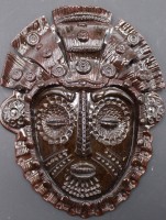 Auktion 353 / Los 9029 <br>Wandmaske, Azteke, wohl Mexico, braune Glasur, ca. 28 x 22cm