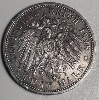 Auktion 353 / Los 6013 <br>5 Mark Preussen 1898, Silber