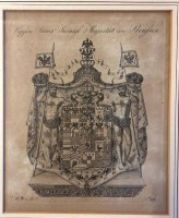 Auktion 353 / Los 5014 <br>Wappen des Königs von Preussen, Kupferstich um  1770, ger/Glöas, RG  42x36 cm