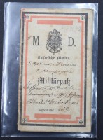 Auktion 353 / Los 7044 <br>Militärpaß der kaiserl. Marine von 1902, div. Eintragungen, Altersspuren