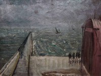 Auktion 353 / Los 4023 <br>Willi OHLER (1888-1975), Helgoland Ostmole, Öl/Leinwand, gerahmt, verso betitelt, RG 45 x 56cm