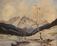 Auktion 353 / Los 4036 <br>Sepp BURGHOFER (XIX-XX) , Winterlandschaft, Öl/Leinwand, gerahmt, RG 69,5 x 80cm (Sperrgut)