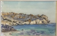 Auktion 353 / Los 4044 <br>Wien, 66 "Mittelmeer-Küste"  Aquarell, ger/Glas, RG 28x34,5 cm