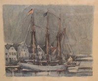 Auktion 353 / Los 5028 <br>Ernst Pohlmann, Anny von Hamburg, Litho, Nr. 3/200, gerahmt/Glas, RG 55 x 70cm, leichte Feuchtigkeitsschäden