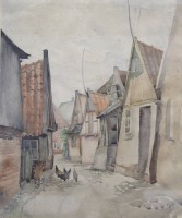 Auktion 353 / Los 4050 <br>G.Wiedecke, kleine  Dammstrasse in Otterndorf, Aquarell/Papier, gerahmt/Glas, RG 63 x 53cm