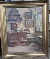 Auktion 353 / Los 4056 <br>Ludvig HOLM (1884-1954) "Zimmer Interieur" Öl/Leinwand, alt gerahmt, RG 57x47 cm