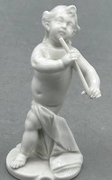 Auktion 355 / Los 8093 <br>Nymphenburg Putto mit Flöte, H-10 cm, Bustelli Entwurf, weiss