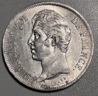 Auktion 354 / Los 6012 <br>Französische Silbermünze 5 Franc  "Charles X"  1829 BB,  24,9 gr., D- 4 cm