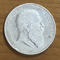 Auktion 354 / Los 6021 <br>5 Mark 1904, Friedrich Grossherzog von Baden, Silber, D-4 cm, 27,58 gr