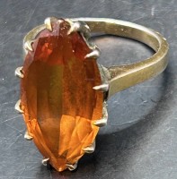 Auktion 354 / Los 1041 <br>Silberring vergoldet mit  orangenen Stein, RG 50, 5,6 gr.