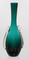 Auktion 354 / Los 10005 <br>Kunstglas-Vase, wohl Murano, grün mit setl. klaren Auflagen, H-30cm