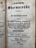 Auktion 354 / Los 3008 <br>Östereichische Pharmacopöe, Gotha 1818, von Tromsdorff, zweite verbesserte Auflage 265 Seiten, 20,5x12 cm, Seiten tw. fleckig, deutsch