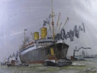 Auktion 354 / Los 4027 <br>Frederik Johan NAGTEGAAL (1920-2000), Dampfer Columbus, Öl/Leinwand, gut gerahmt, RG 47 x 57cm