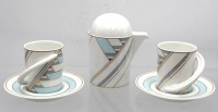 Auktion 355 / Los 8021 <br>2x Mokkatassen mit U.T. sowie Sahne-/Portionskännchen, , Rosenthal studio-linie, Cupola, Entw. Mario Bellini, ca. H-10cm u. 6cm