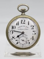 Auktion 355 / Los 2015 <br>Herrentaschenuhr um 1900, Chemin de fer La Chaux le Fonds, Kronenaufzug, Werk läuft, D-4,7cm