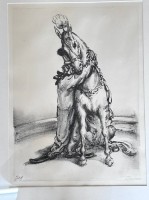 Auktion 355 / Los 5005 <br>Andreas Paul WEBER (1883/93-1980) "In der Manege" Lithographie, gut gerahmt/Gllas, RG  76x55 cm,