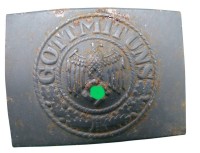 Auktion 355 / Los 7008 <br>Gürtelschnall "Gott mit uns" Eisen, ungepflegter Bodenfund