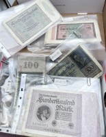 Auktion 355 / Los 6010 <br>umfangreiches Lot Papiergeld, hpts. Deutsches Reich und Weimarer Republik, auch Notgeld, zusammen wohl ca. 200 Teile