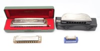 Auktion 355 / Los 16036 <br>4x div. Hohner-Mundharmonikas, 3x mit orig. Etui