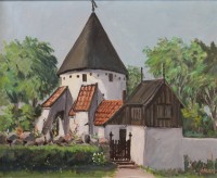 Auktion 355 / Los 4012 <br>Rohgert o.ä.,, Ansicht eine Kapelle, Öl/Leinwand, gerahmt, RG 44 x 53cm