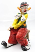 Auktion 355 / Los 15042 <br>gr. Clown-Figur auf Hocker, gemarkt, ca. H-50cm