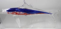 Auktion 355 / Los 10037 <br>gr. Kunstglas-Fisch, wohl Murano, L-36,5cm, H-15,5cm