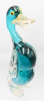 Auktion 355 / Los 10047 <br>hohe Murano Ente, blau/klar mit Goldflitter, H-21,5 cm