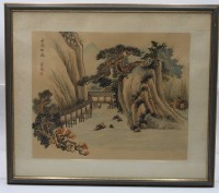 Auktion 355 / Los 15524 <br>chines. Aquarell, ger/Glas,RG 43x49 cm, Uferandschaft