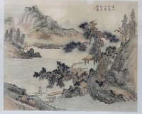 Auktion 355 / Los 15525 <br>chines. Aquarell, Seelandschaft, ger/glas, 43x49 cm