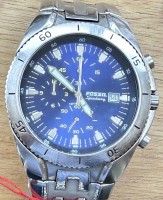 Auktion 355 / Los 2100 <br>Quartz HAU "Fossil blue" Speedway, orig. Stahlband, nicht überprüft5