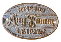 Auktion 356 / Los 15032 <br>ovale Bronze Plakette "Aug. Tamm-Leipzig", 11x7,5 cm