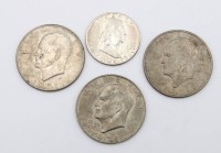 Auktion 356 / Los 6005 <br>3x One Dollar 70er Jahre, sowie ein Half Dollar von 1954