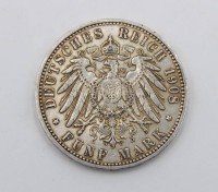 Auktion 356 / Los 6020 <br>5 Reichsmark, Hamburg, 1908, J, D-3,8cm, 27,6gr.