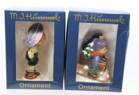 Auktion 356 / Los 10012 <br>2x Hummel-Baumschmuck, Glas bemalt, orig. Karton, ca. H-13,5cm