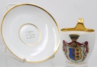 Auktion 356 / Los 8082 <br>Stundentika Tasse mit U.T., jug. Corps Boroussia Bonn, Maltzahn, A.. v., 1854, Tasse ca. H-11cm