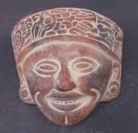 Auktion 357 / Los 15015 <br>Keramik Azteken Wandmaske, Mexico, 12,5x14 cm