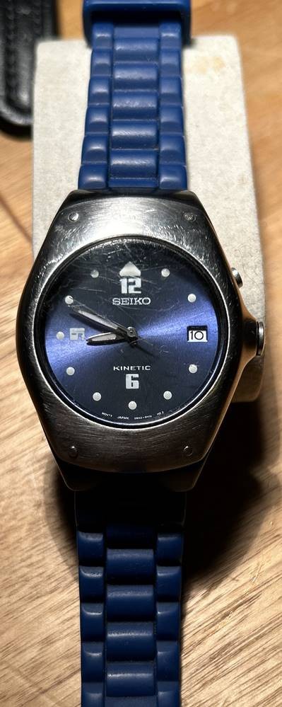 Auktion 341 Vintage Seiko Kinetic Werk l uft Gummband Mod 5M42 OF48 AD schwer lesbar