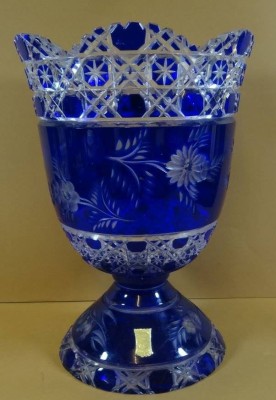 Auktion <br>gr. Vase, blau überfangen 