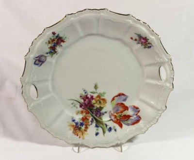 Auktion <br>Teller, Steinmann Tiefenfurth, florales Dekor, kl. Chip, D-26cm. [1]