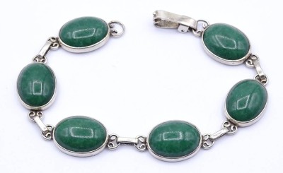 Auktion 335<br>Armband mit grünen Cabochons, Silber, L. 20cm, 20,9g. [1]