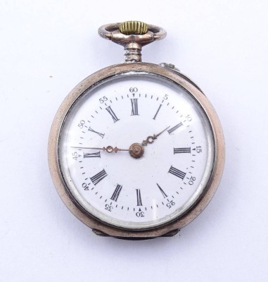 Auktion <br>Damen Taschenuhr, Silbergehäuse 800/000, mechanisch, Werk steht, D. 31mm [1]