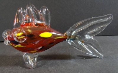Auktion <br>Glasfisch, wohl Murano, H-8 cm, L-15 cm [1]