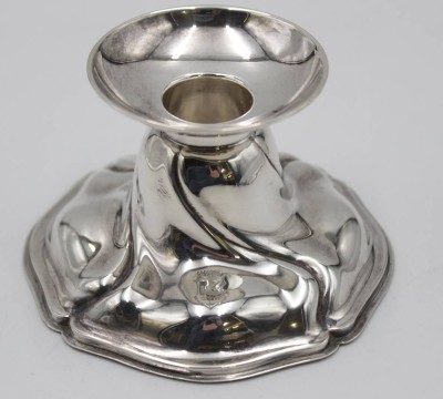 Auktion <br>835er Silber-Leuchter, gefüllter Stand, Wappengravur, H-6,3cm. [1]