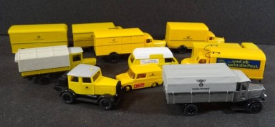 Auktion <br>9x Post-Autos, 1x LKW mit Hänger, div. Hersteller wie Wiking etc. [1]