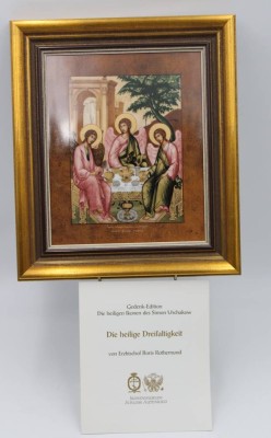 Auktion <br>Königlich priv.Tettau für Ikonenmuseum Schloss Autenried. Porzellanikone in Holzrahmen, Die heilige Dreifaltigkeit, RG 33 x 28,5cm [1]